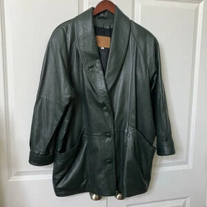 Vintage Olde Hide House Green  Leather Jacket Made in Canada Mens Large
